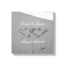 Harten in het zand strand fotografie canvas print
