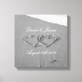 Harten in het zand strand fotografie canvas print