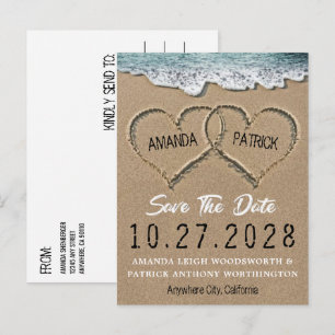 Harten in het Zand Strand Save The Date Kaarten