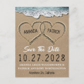 Harten in het Zand Strand Save The Date Kaarten (Voorkant)