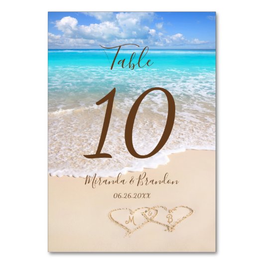 Harten in het Zand Tropische Strand Bruiloft Kaart (Voorkant)