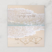 Harten in het Zand Tropische Strand Bruiloft Plaatskaartje (Buitenkant ongevouwen)