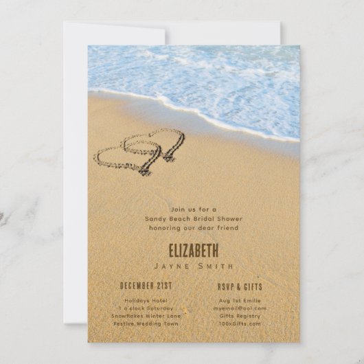 Harten in het Zand Zomer Strand Bruidsfeest  Kaart (Voorkant)