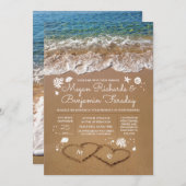 Harten in het Zand Zomer Strand Bruiloft Kaart (Voorkant / Achterkant)