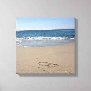 Harten in het Zandcanvas Canvas Afdruk