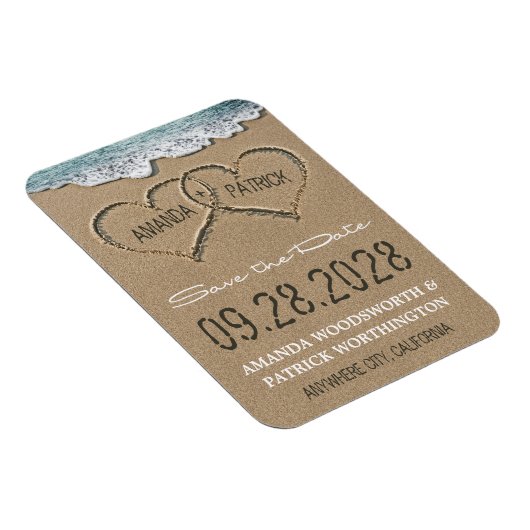 Harten in het Zandstrand Save the Date Magneten (Rechterzijde)