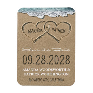 Harten in het Zandstrand Save the Date Magneten