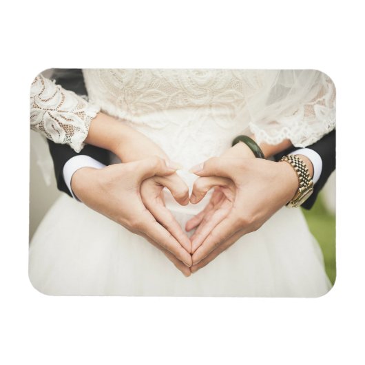 Harten in onze handen bruiloft magneet (Horizontaal)