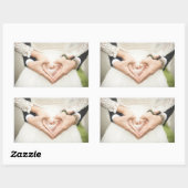 Harten in onze handen bruiloft rechthoekige sticker (Vel)