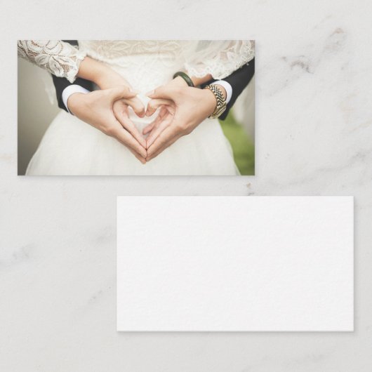 Harten in onze handen bruiloft visitekaartje (Voorkant / Achterkant)