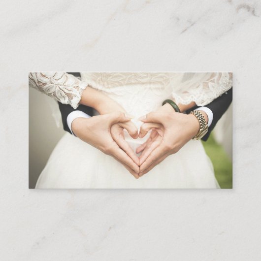 Harten in onze handen bruiloft visitekaartje (Voorkant)