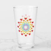  harten in regenboogkleur drink glas (Achterkant)
