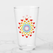  harten in regenboogkleur drink glas (Voorkant)