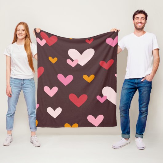 Harten in rep en roer fleece deken (In situ)