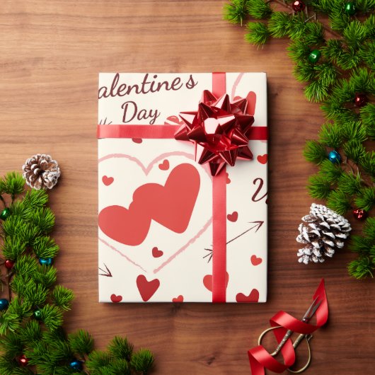 harten in rood en wit verpakkingspapier cadeaupapier (Feestdagen Geschenken)
