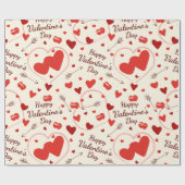 harten in rood en wit verpakkingspapier cadeaupapier (Vlak)