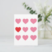 Harten in roze en rood Briefkaart (Staand voorkant)