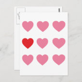 Harten in roze en rood Briefkaart (Voorkant / Achterkant)