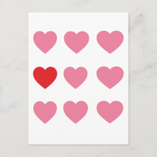 Harten in roze en rood Briefkaart
