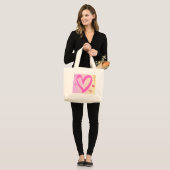Harten in roze gradiënt grote tote bag (Voorkant (model))