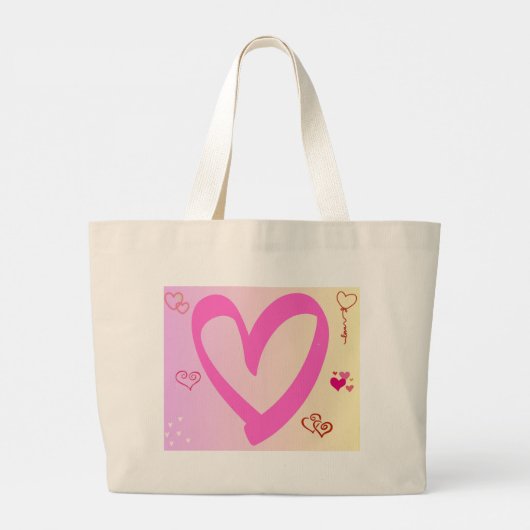 Harten in roze gradiënt grote tote bag (Achterkant)