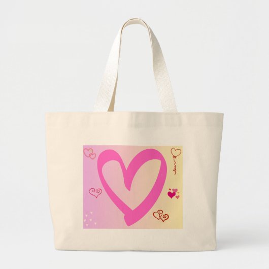 Harten in roze gradiënt grote tote bag (Voorkant)
