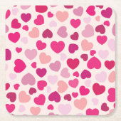 Harten in roze kartonnen onderzetters (Voorkant)