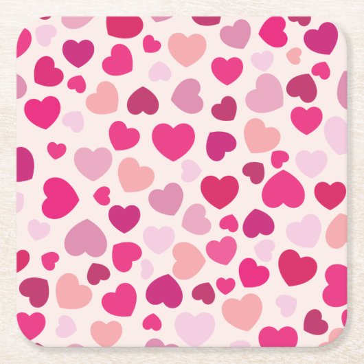 Harten in roze kartonnen onderzetters (Voorkant)