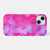 Harten in Roze & Lavendel iPhone 15 Case (Achterkant horizontaal)