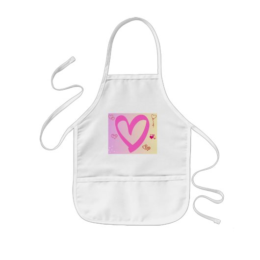 Harten in roze verloop kinder schort (Voorkant)