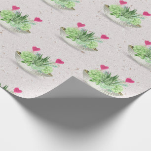 Harten in Succulent Plant op Terrazzo Cadeaupapier