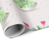 Harten in Succulent Plant op Terrazzo Cadeaupapier (Rol Hoek)