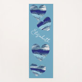 Harten in tinten van oceaanblues en jouw naam yogamat (Voorkant)