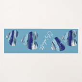 Harten in tinten van oceaanblues en jouw naam yogamat (Voorkant (horizontaal))