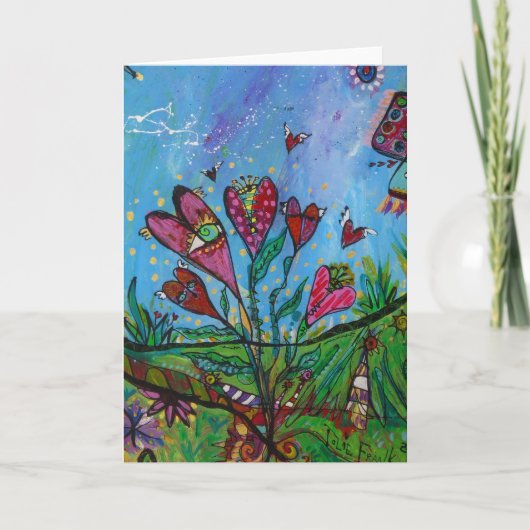 Harten in Wonderland Feestdagen Kaart (Voorkant)