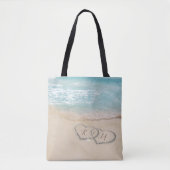 Harten in Zand | Monogram Paar Strand Tote Bag (Voorkant)