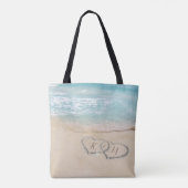Harten in Zand | Monogram Paar Strand Tote Bag (Achterkant)