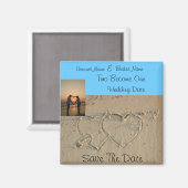 Harten in Zand Romantische foto opslaan van de dat Magneet (Voorkant / Achterkant)