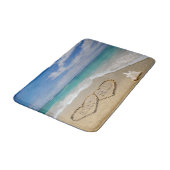 Harten in zand strand thema badmat (Gekanteld)