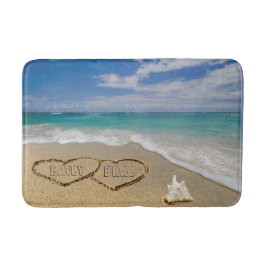 Harten in zand strand thema badmat
