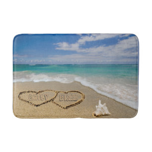 Harten in zand strand thema badmat