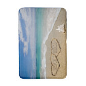 Harten in zand strand thema badmat (Voorkant Verticaal)