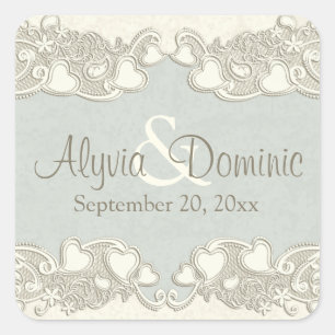 harten Ivory en Sage Vierkante Sticker