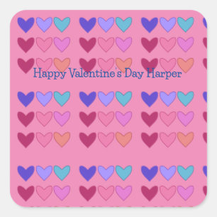 harten Kleurrijke Valentijn's Day Vierkante Sticker