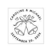 Harten & Klokken | Ronde namen & datum bruiloft Rubberstempel (Afrduk)