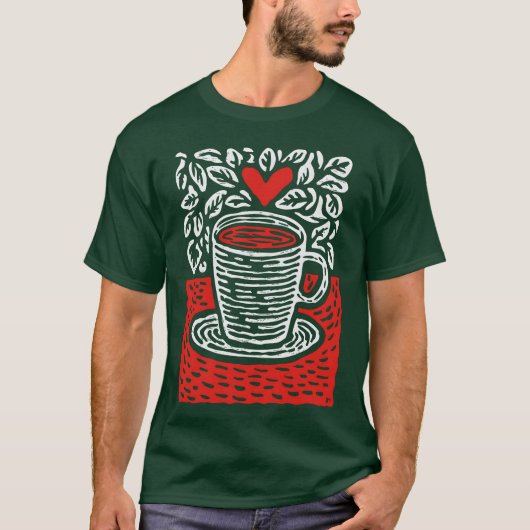 Harten koffiekop schets vrienden t-shirt (Voorkant)