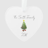 Harten komen thuis voor kerstboom achternaam ornament (achterkant)
