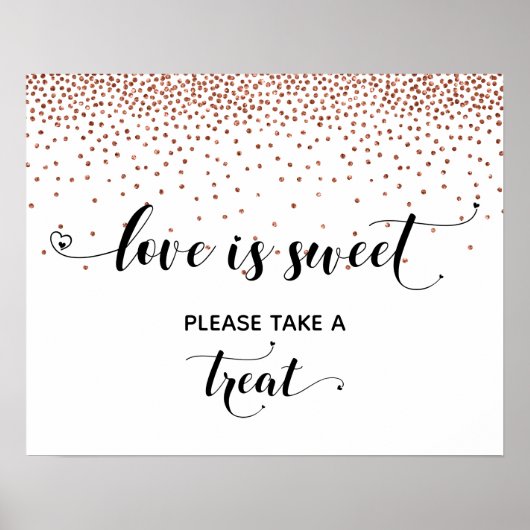 Harten & Koper 'Liefde is zoet' Dessert Tafelbord Poster (Voorkant)