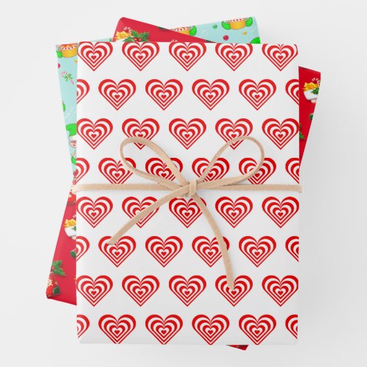 Harten, kousen en kerstmis inpakpapier vel (In situ)