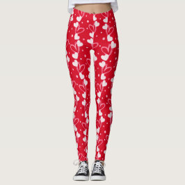 Harten krabbelpatroon, Rood, Leggings